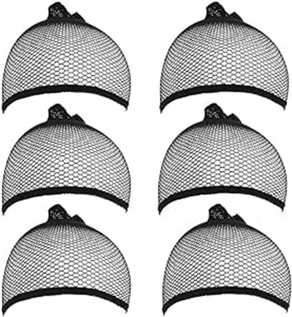 JASSINS 6 Pack Open End Mesh Net Wig Cap, Stocking Wig Caps for Long Hair