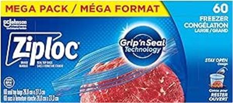 Ziploc Large Food Storage Freezer Bags, Grip 'n Seal Technology for Easier Grip