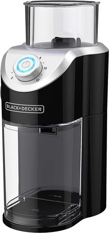 Black+Decker Burr Mill Coffee Grinder, CBM310BD, Removable Grounds Container