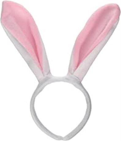 Soft-Touch Bunny Ears (white & pink) Party Accessory (1 count) (1/Pkg)