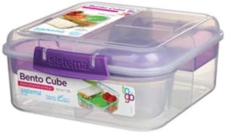 Sistema to Go Collection Bento Box Cube Plastic Lunch and Food Storage Container
