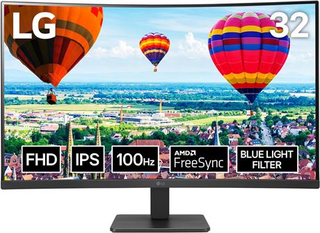 LG 31.5” Full HD IPS Curved Monitor with AMD FreeSync and 100Hz Refresh Rate