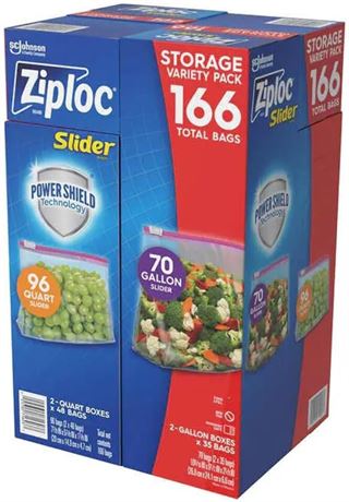 Ziploc Slider Storage Bags Variety Pack: Quart (96 ct.), Gallon (70 ct.)