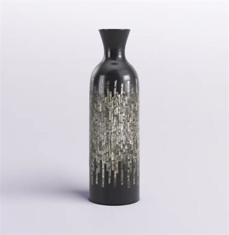 Size 20 Black/Gray Lansdown Handmade Earthenware Floor Vase