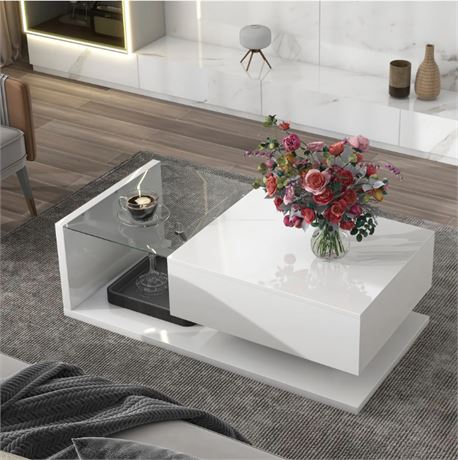 Modern Coffee Table with Tempered Glass