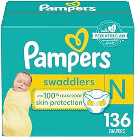 Pampers Diapers Newborn/Size 0 (< 10 lb / < 4.5 Kgs ), 136 Count
