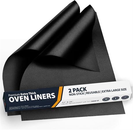 Oven Liners for Bottom of Oven - 2 Pack Large Heavy Duty Mats, 17”x25”