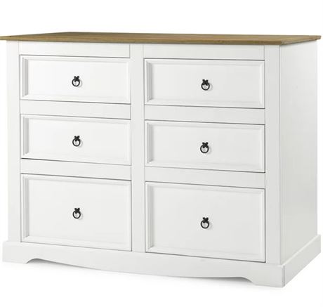 Wood Dresser 3+3 Drawers Chest Corona Snow | Furniture Dash COW513