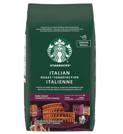 STARBUCKS Italian Roast Dark Roast Ground Coffee, 340G