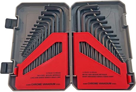 Fuller Tool 30-Piece Set of SAE and Metric Hex Keys in a Handy Storage Case
